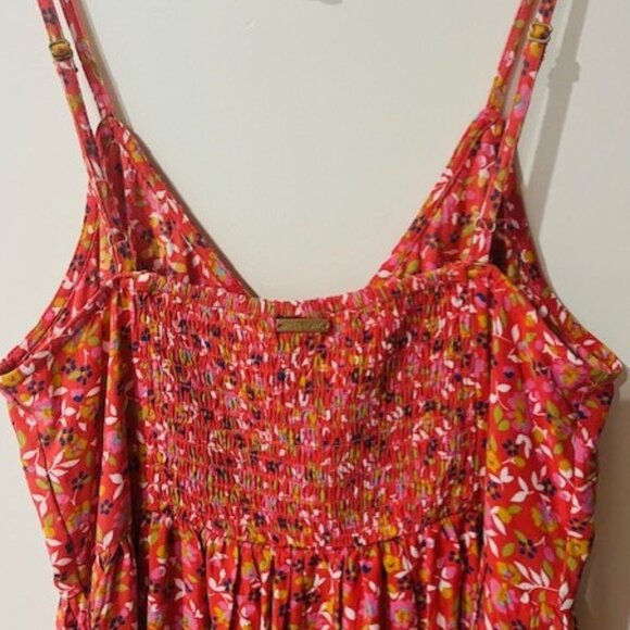 BILLABONG VENICE BABE MIDI SLIP DRESS Coral Red/Multi Sz. S - Picture 5 of 6